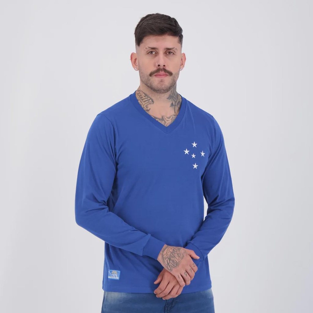 Imagem 2 do produto Camisa Cruzeiro Retrô 1976 Manga Longa Masculina