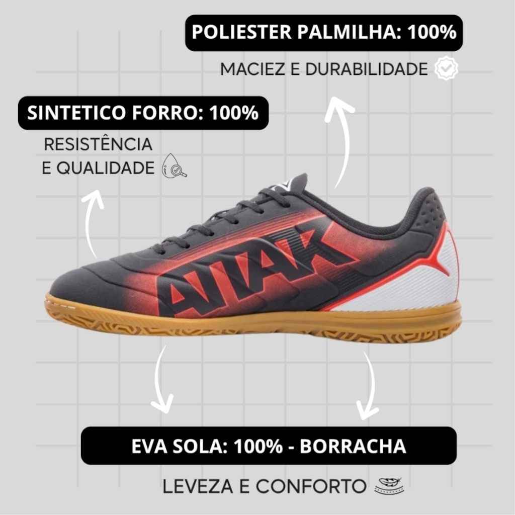 Imagem 2 do produto Chuteira Futsal Adulto Umbro Attak III + ! Par de Meião