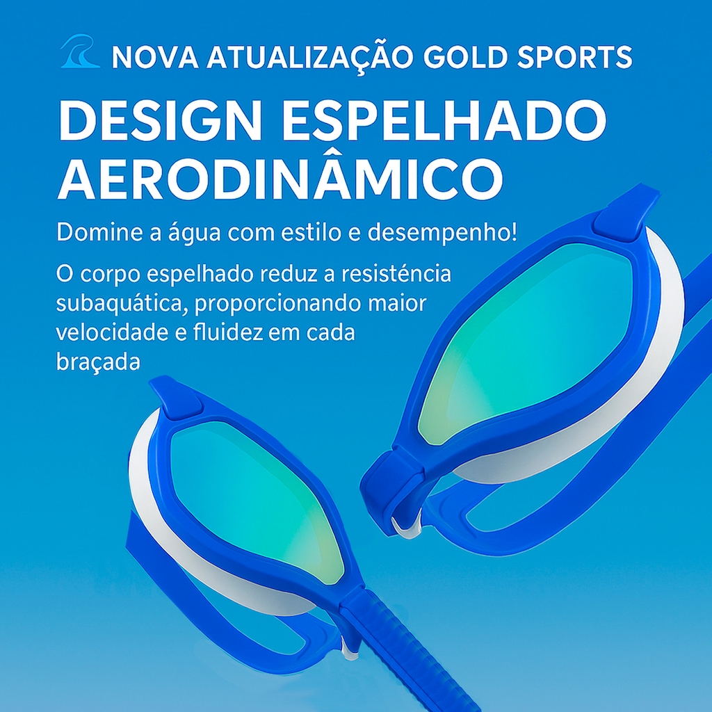Imagem 2 do produto Óculos de Natação Gold Sports Golden Style 10.0 Hign Definition