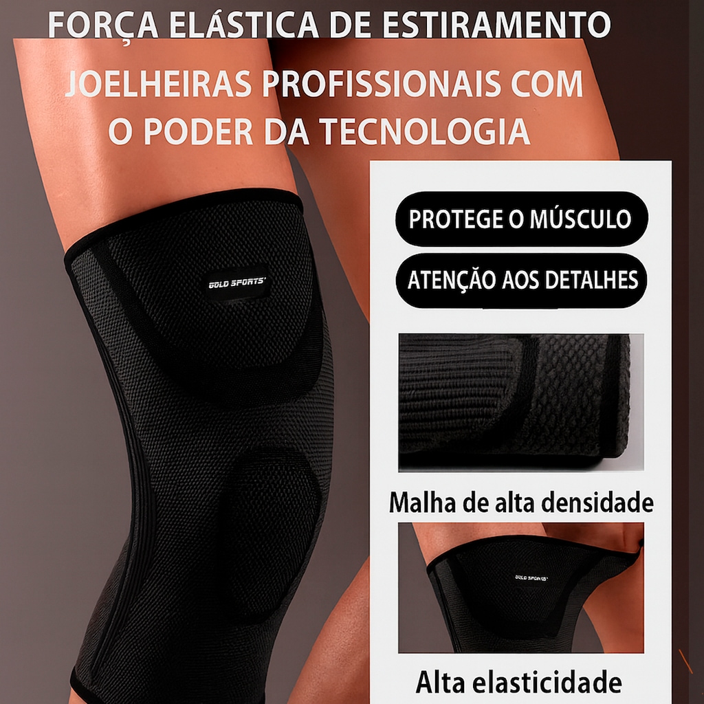 Imagem 4 do produto Joelheira de Compressão Gold Sports Elástica Estabilidade e Fortalecimento