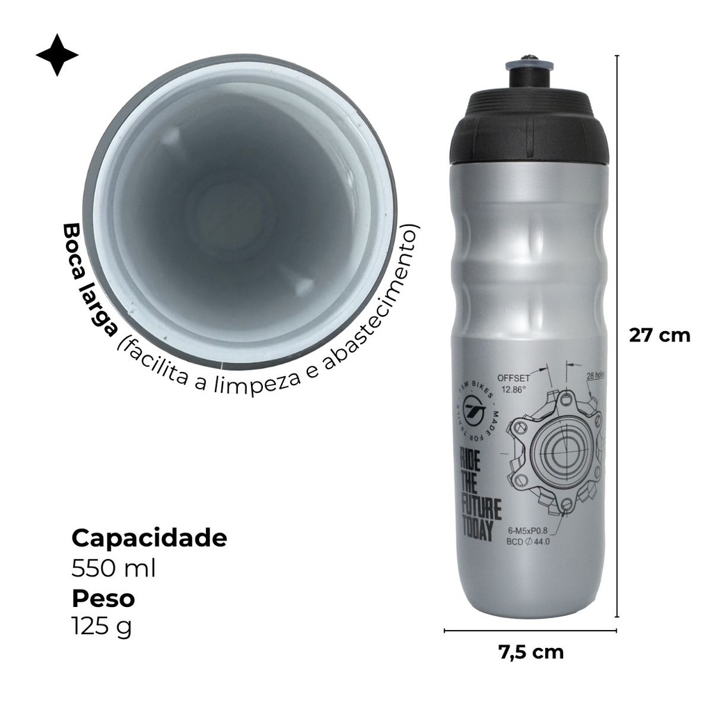 Imagem 3 do produto Caramanhola garrafa água bike TSW 550 ml Mod. 02 c/ suporte
