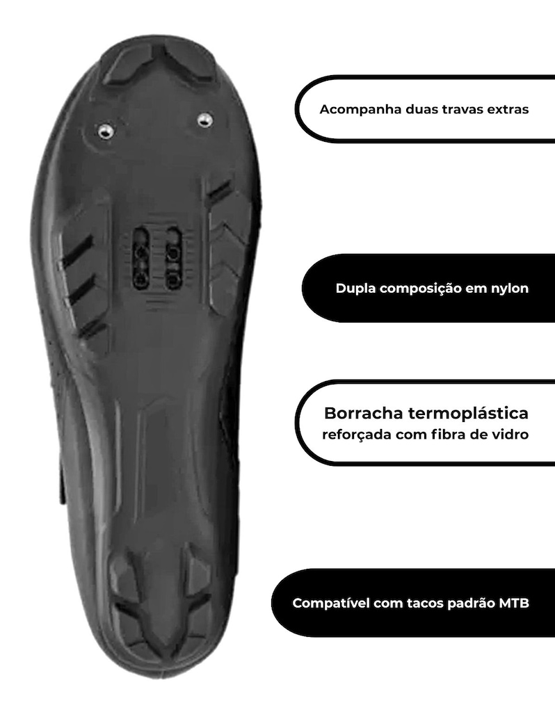 Imagem 4 do produto Sapatilha ciclismo MTB Absolute Nero 5 c/ 3 velcros Unissex