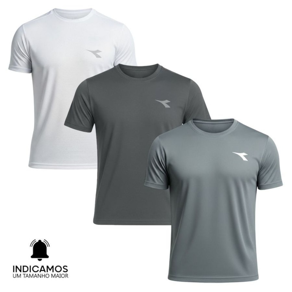 Imagem 1 do produto Kit 3 Camisetas Diadora Small Logo Masculina