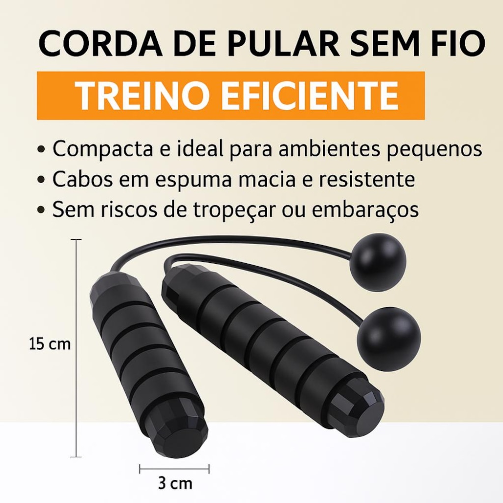 Imagem 2 do produto Corda de Pular Portátil sem Fio SML para Treinamento Funcional Exercício Academia Casa Fitness