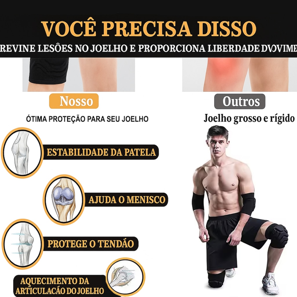 Imagem 4 do produto Joelheira Esportiva Gold Sports Aolokis Premium Pro - 1 Par