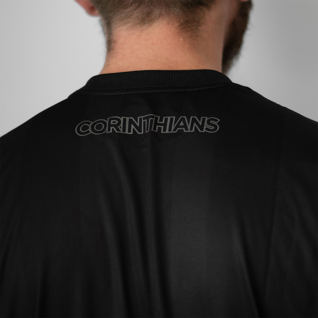 Imagem 5 do produto Camisa do Corinthians Dry All Black Listrada Bordado Coimbra - Masculina