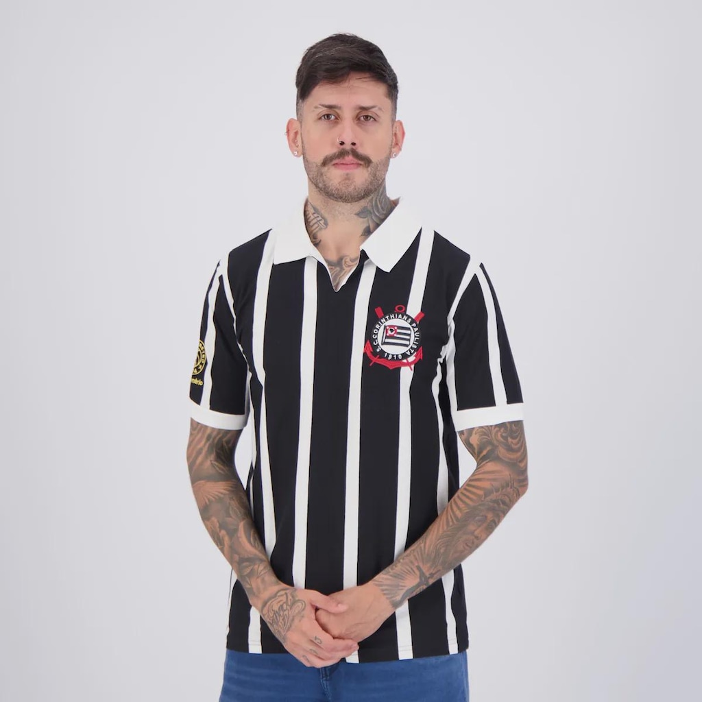 Imagem 3 do produto Camisa Corinthians Retrô Contraste Centenário Masculina