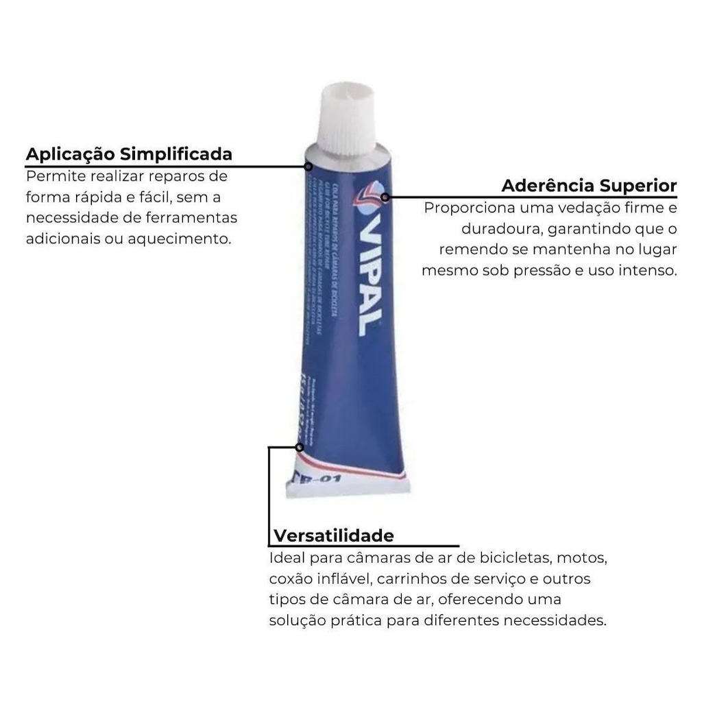 Imagem 4 do produto Kit Remendo Reparo Vipal 30mm Câmara de Ar Bike com 30 Unidades + Cola