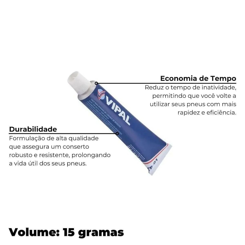 Imagem 5 do produto Kit Remendo Reparo Vipal 30mm Câmara de Ar Bike com 30 Unidades + Cola
