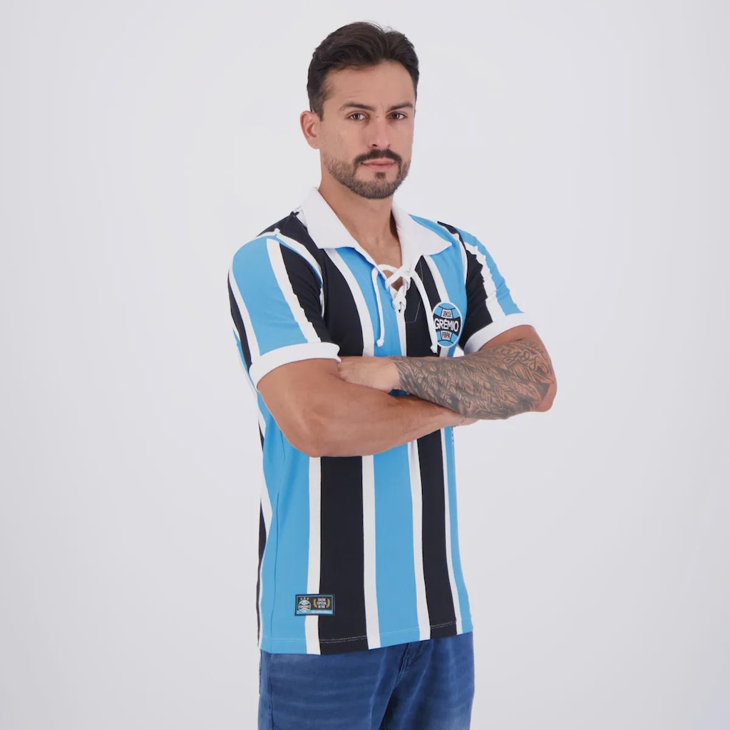 Imagem 2 do produto Camisa Do Grêmio Retrô Cordinha Listrada - FutFanatics - Masculina