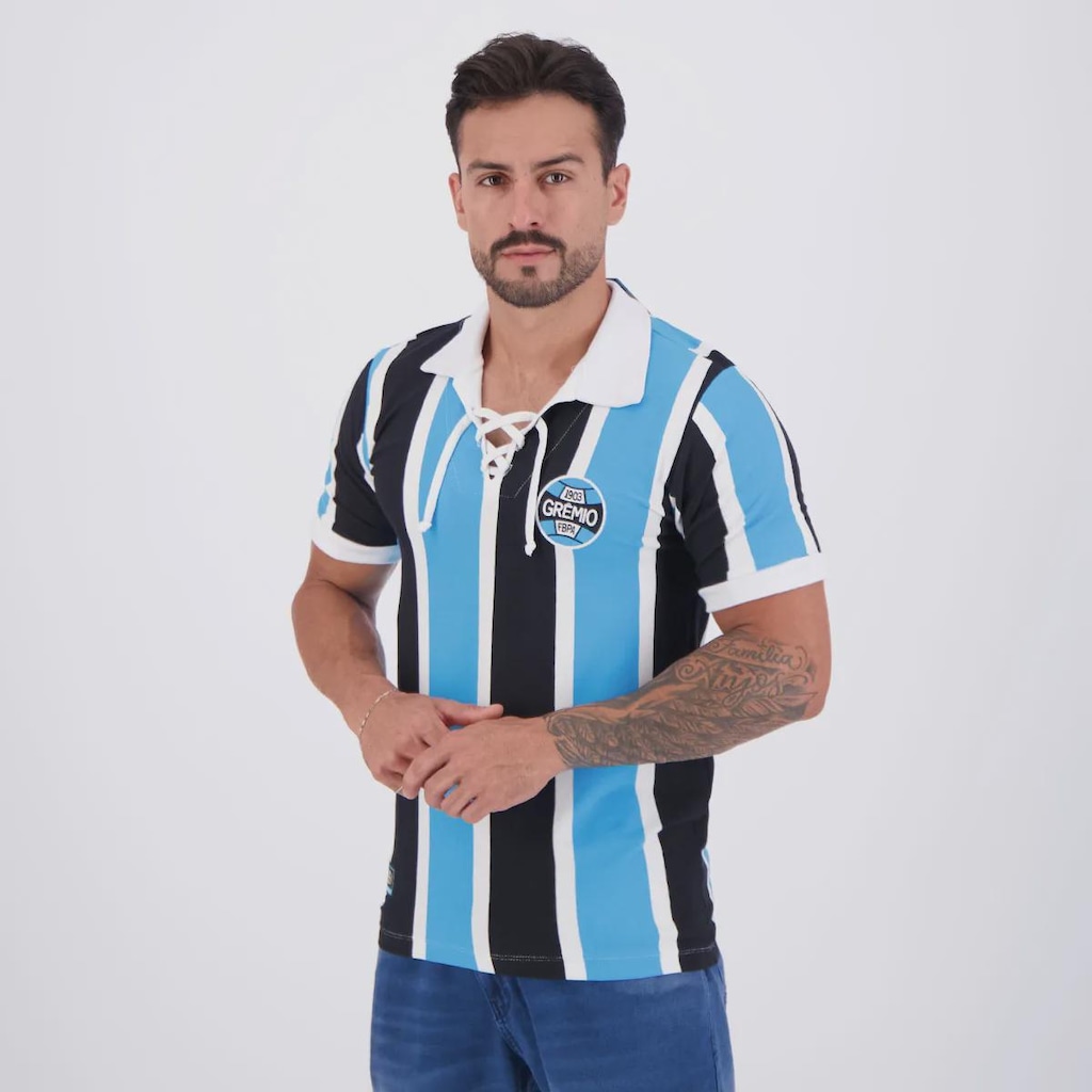 Imagem 3 do produto Camisa Do Grêmio Retrô Cordinha Listrada - FutFanatics - Masculina
