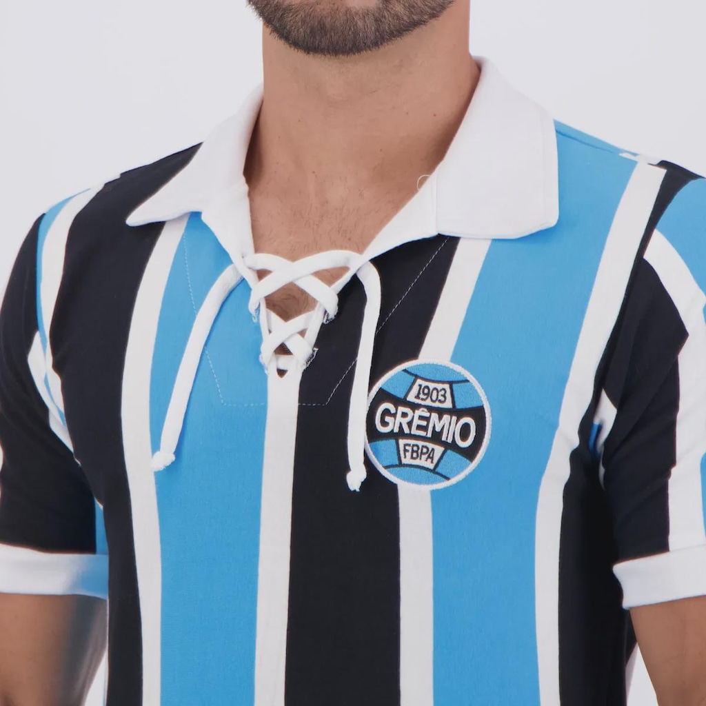 Imagem 5 do produto Camisa Do Grêmio Retrô Cordinha Listrada - FutFanatics - Masculina