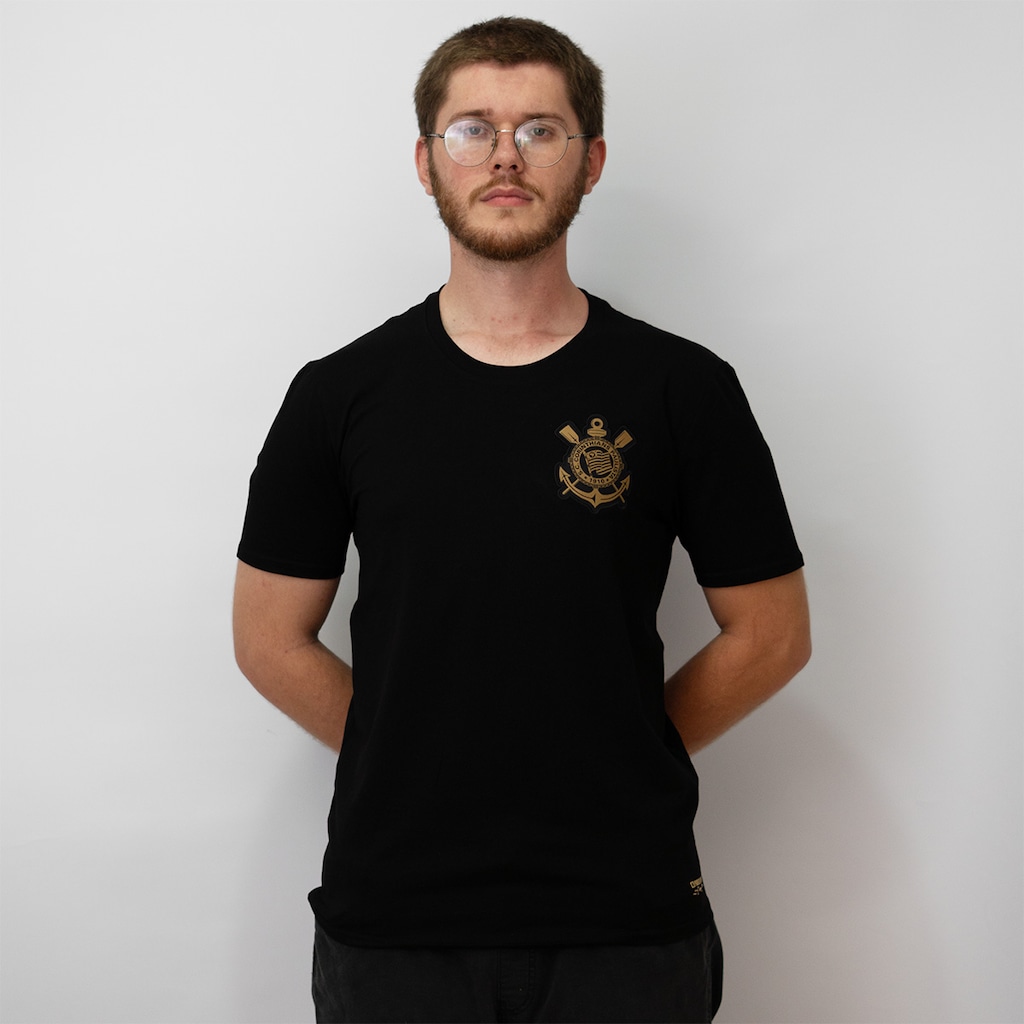 Imagem 5 do produto Kit 2 Camisetas Corinthians All Black Algodão Bordado Coimbra Masculina