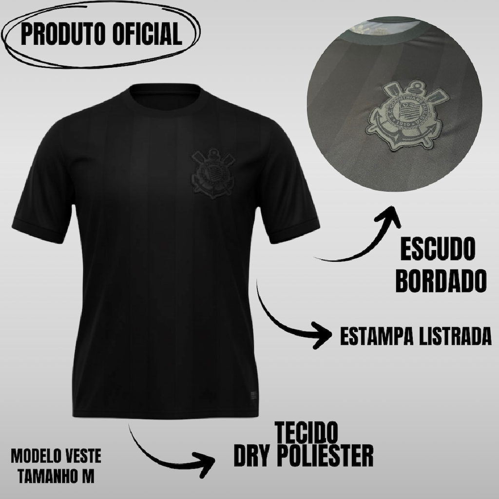 Imagem 5 do produto Kit 2 Camisetas Corinthians Símbolo Casual Estampada Coimbra Masculina