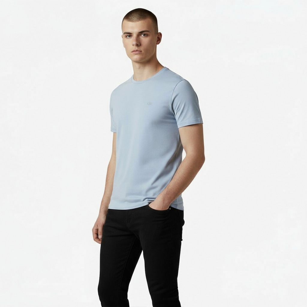 Imagem 3 do produto Kit 2 Camisetas Casuais Algodão Bordado Preto e Azul Dx Essentials - Masculino