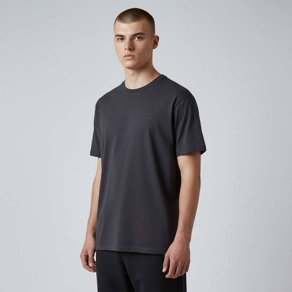 Imagem 5 do produto Kit 2 Camisetas Casuais Algodão Bordado Preto e Azul Dx Essentials - Masculino