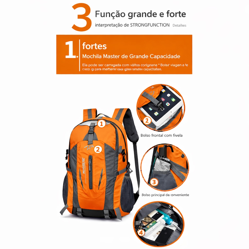 Imagem 5 do produto Mochila Esportiva Gold Sports Dobrável Master Montanhismo A Prova de Água 40L