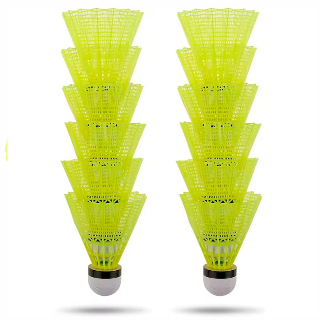 Imagem 2 do produto Kit Peteca de Badminton Gold Sports Nylon Amarelo 12 unidades