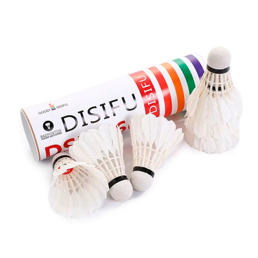 Imagem 2 do produto Kit Peteca de Badminton Gold Sports Disifu 333 De Pena de Ganso - 6 Unidades