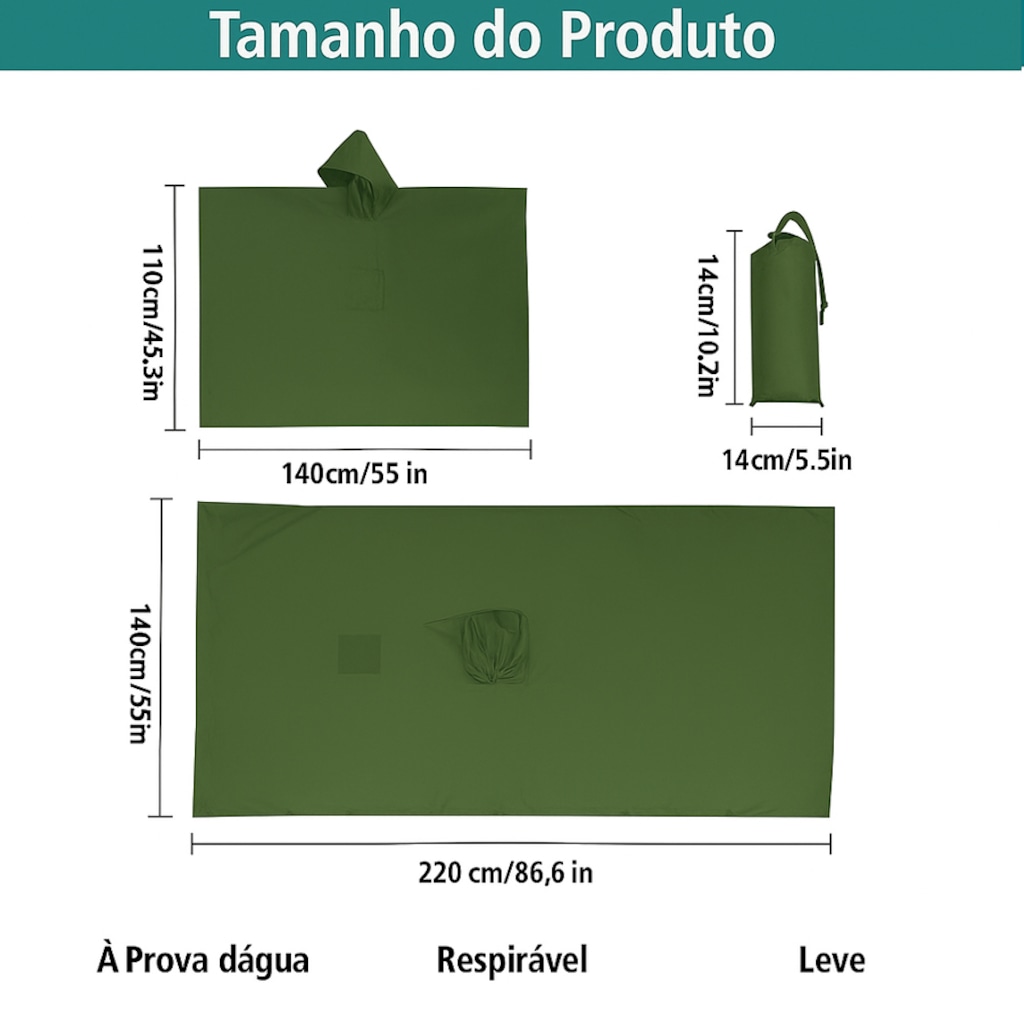 Imagem 2 do produto Capa Esportiva Gold Sports Ultra ProTérmico Com Capuz 3X1 Anti Chuva-Caminhadas-Acampamento