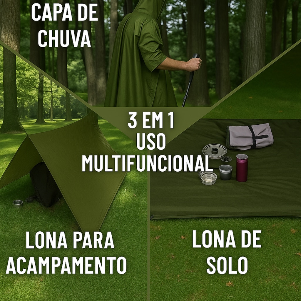 Imagem 3 do produto Capa Esportiva Gold Sports Ultra ProTérmico Com Capuz 3X1 Anti Chuva-Caminhadas-Acampamento