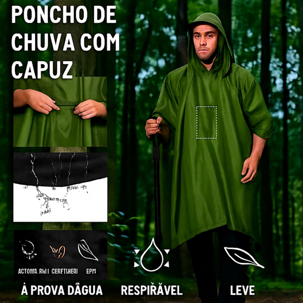 Imagem 4 do produto Capa Esportiva Gold Sports Ultra ProTérmico Com Capuz 3X1 Anti Chuva-Caminhadas-Acampamento