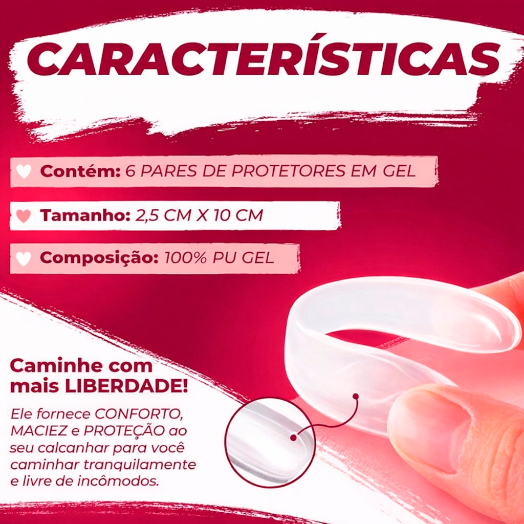 Imagem 4 do produto Kit Gold Sports Protetor De Gel Para Calcanhar-Tendão 6 Pares