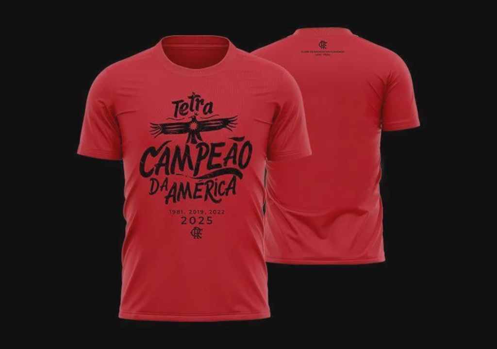 Imagem 3 do produto Camiseta Do Flamengo Braziline Comemorativa Tetra Libertadores - Masculino