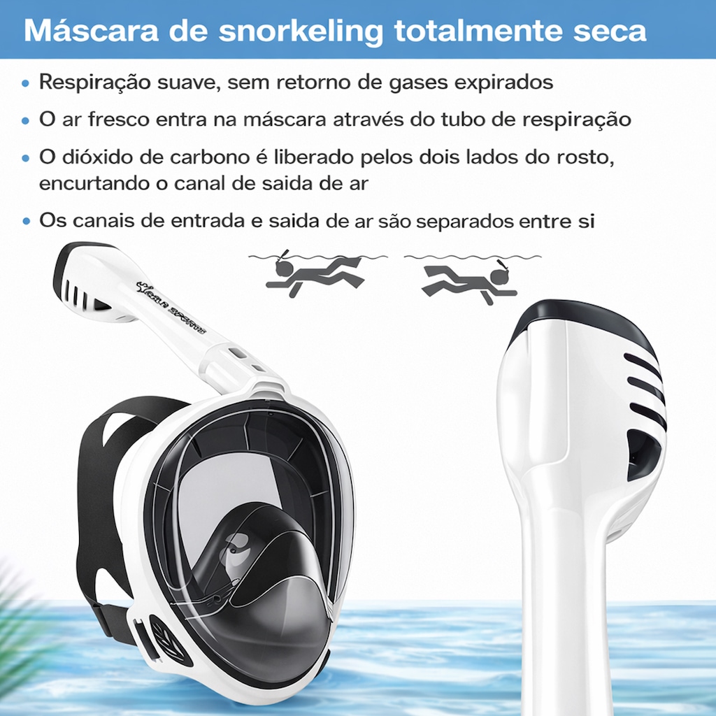 Imagem 5 do produto Mascara Subaquática de de Mergulho Gold Sports Full Face Confort Com Snorkel