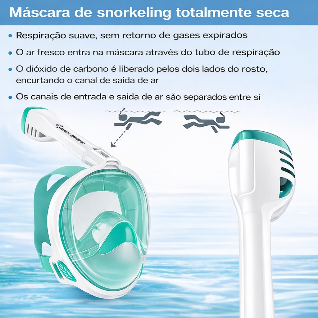 Imagem 5 do produto Mascara Subaquática de de Mergulho Gold Sports Full Face Confort Com Snorkel