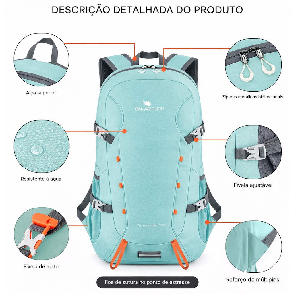 Imagem 2 do produto Mochila Esportiva Gold Sports Dobrável Camel Prova de Água 35 Lts