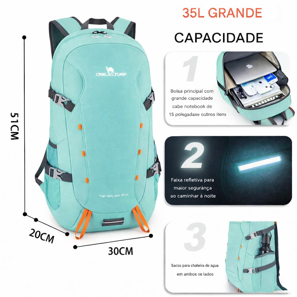 Imagem 3 do produto Mochila Esportiva Gold Sports Dobrável Camel Prova de Água 35 Lts