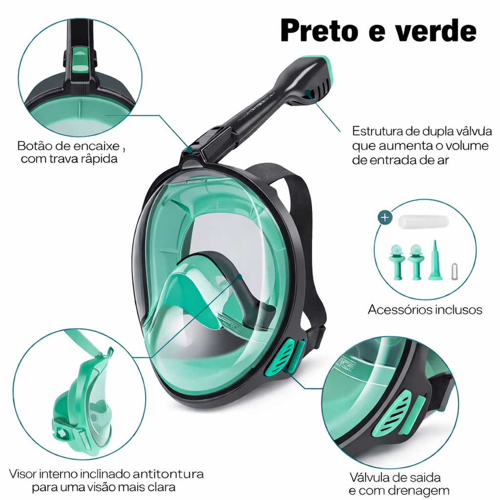Imagem 5 do produto Mascara Subaquática de de Mergulho Gold Sports Full Face Confort IV Com Snorkel