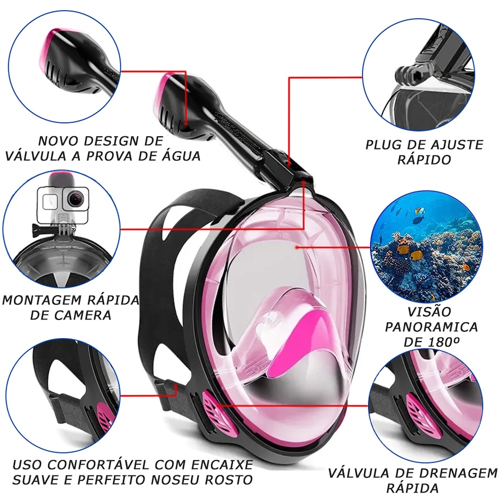Imagem 2 do produto Mascara Subaquática de de Mergulho Gold Sports Full Face Confort IV Com Snorkel