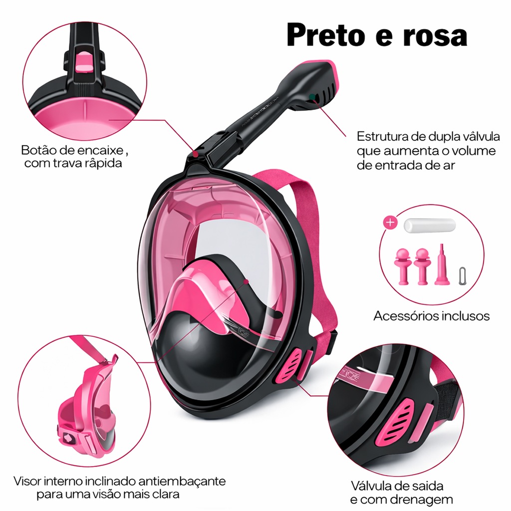 Imagem 5 do produto Mascara Subaquática de de Mergulho Gold Sports Full Face Confort IV Com Snorkel
