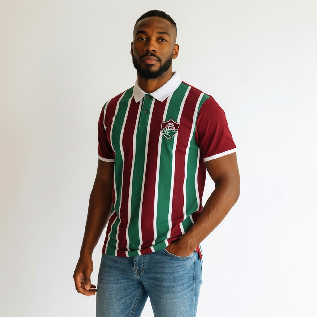 Imagem 2 do produto Camisa Do Fluminense Polo Mall Tricolor Braziline - Masculino