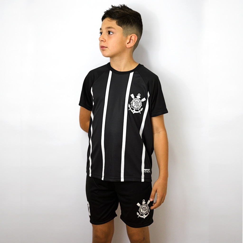 Imagem 2 do produto Conjunto do Corinthians Camisa + Shorts Recortes Número 10 Coimbra - Infantil