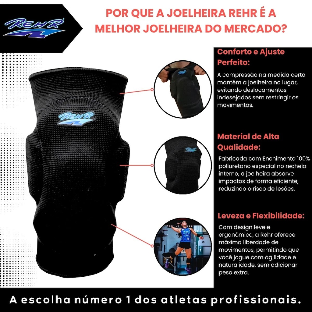 Imagem 2 do produto Kit Vôlei Joelheira Rehr Manguito Poker Power Profissional