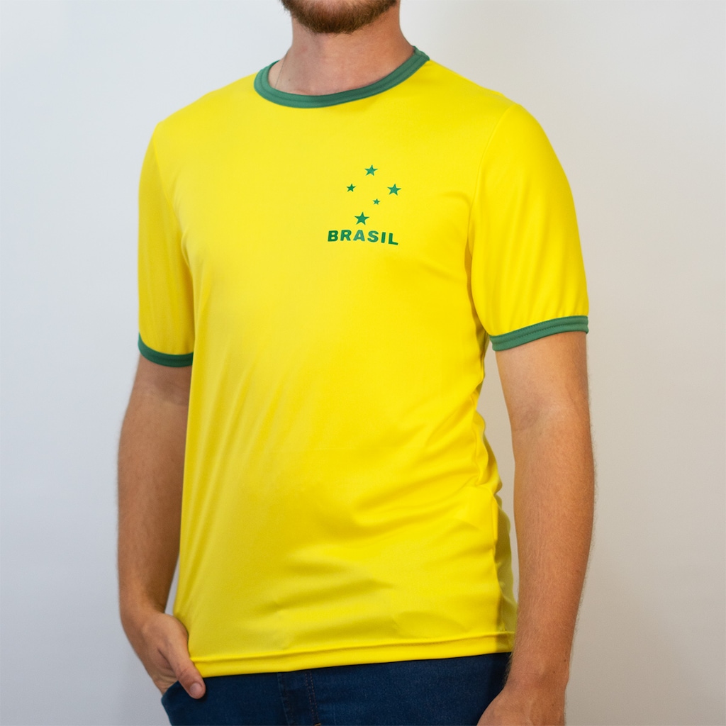 Imagem 2 do produto Camisa Brasil Uniforme 1 Torcedor Estrela Amarelo Olden Sports - Masculino