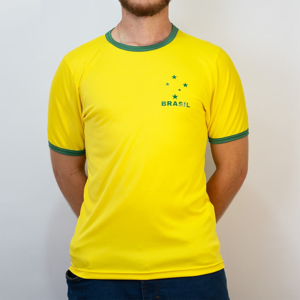 Imagem 3 do produto Camisa Brasil Uniforme 1 Torcedor Estrela Amarelo Olden Sports - Masculino