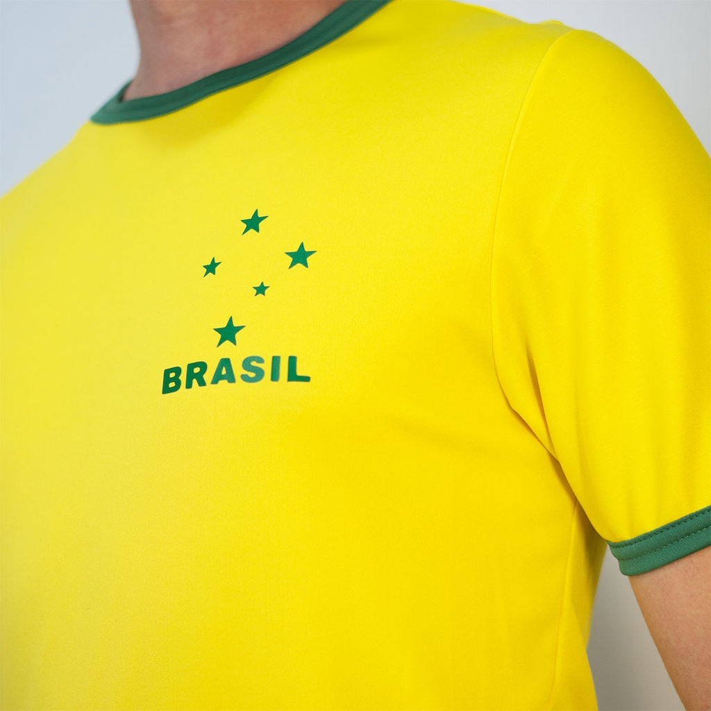 Imagem 4 do produto Camisa Brasil Uniforme 1 Torcedor Estrela Amarelo Olden Sports - Masculino