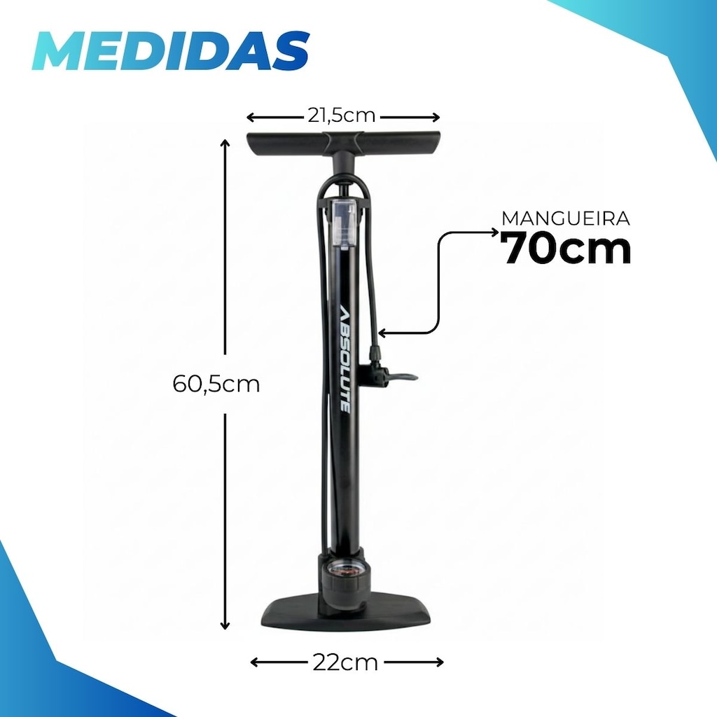 Imagem 4 do produto Bomba de ar bicicleta Absolute Nero 2 com manômetro 160 PSI