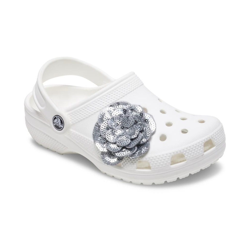 Imagem 2 do produto Jibbitz Crocs Flor Prata de Lantejoulas
