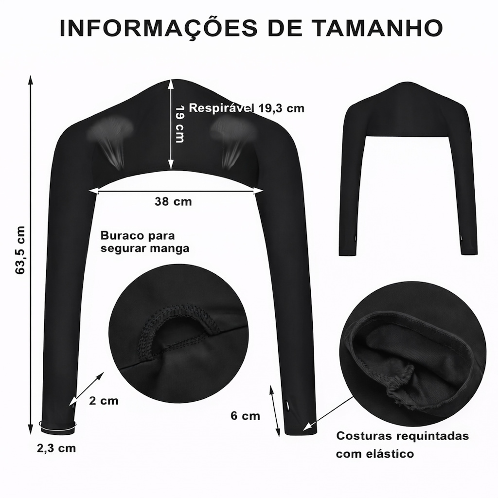 Imagem 3 do produto Mini Casaco Mangas Longas Esportivas Gold Sports Térmico Black-Dry Proteção Solar Uv+50