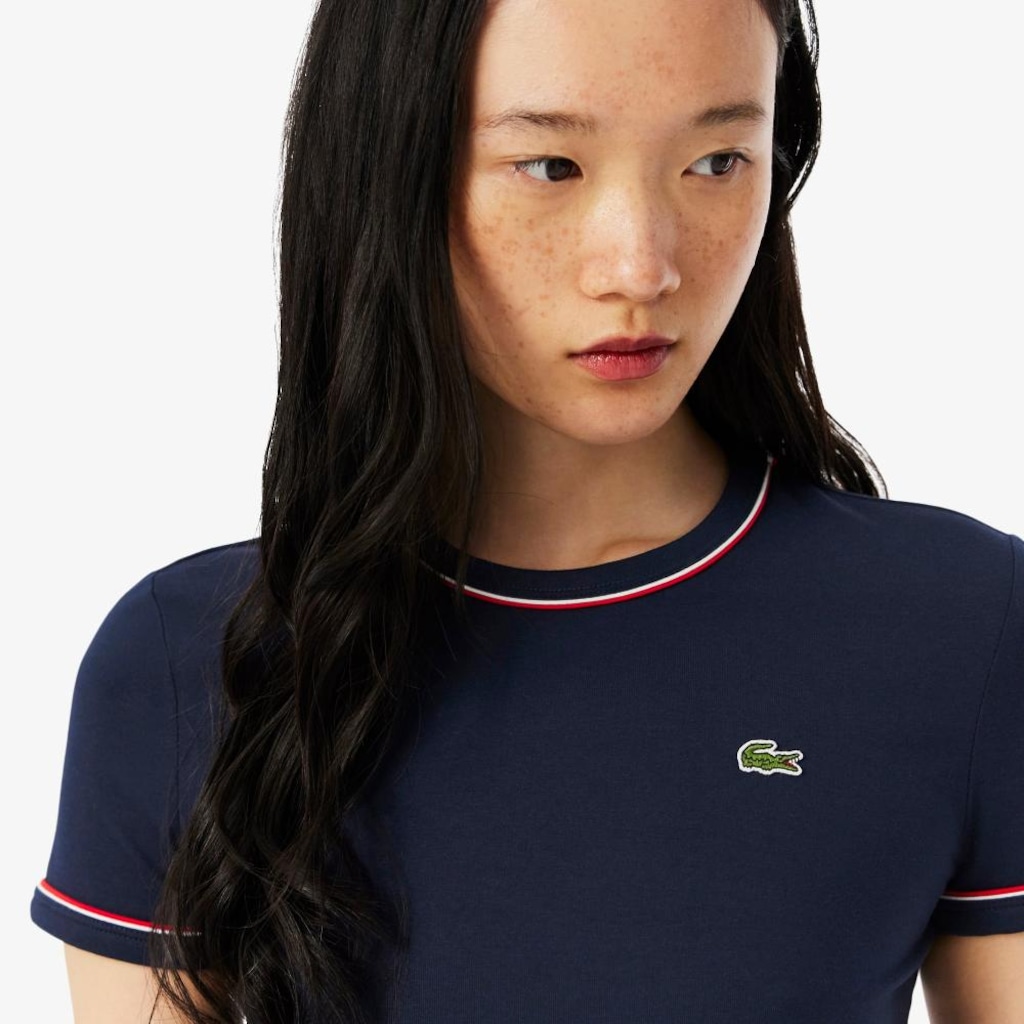 Imagem 2 do produto Camiseta de Malha com Acabamento Contrastante Lacoste Feminina