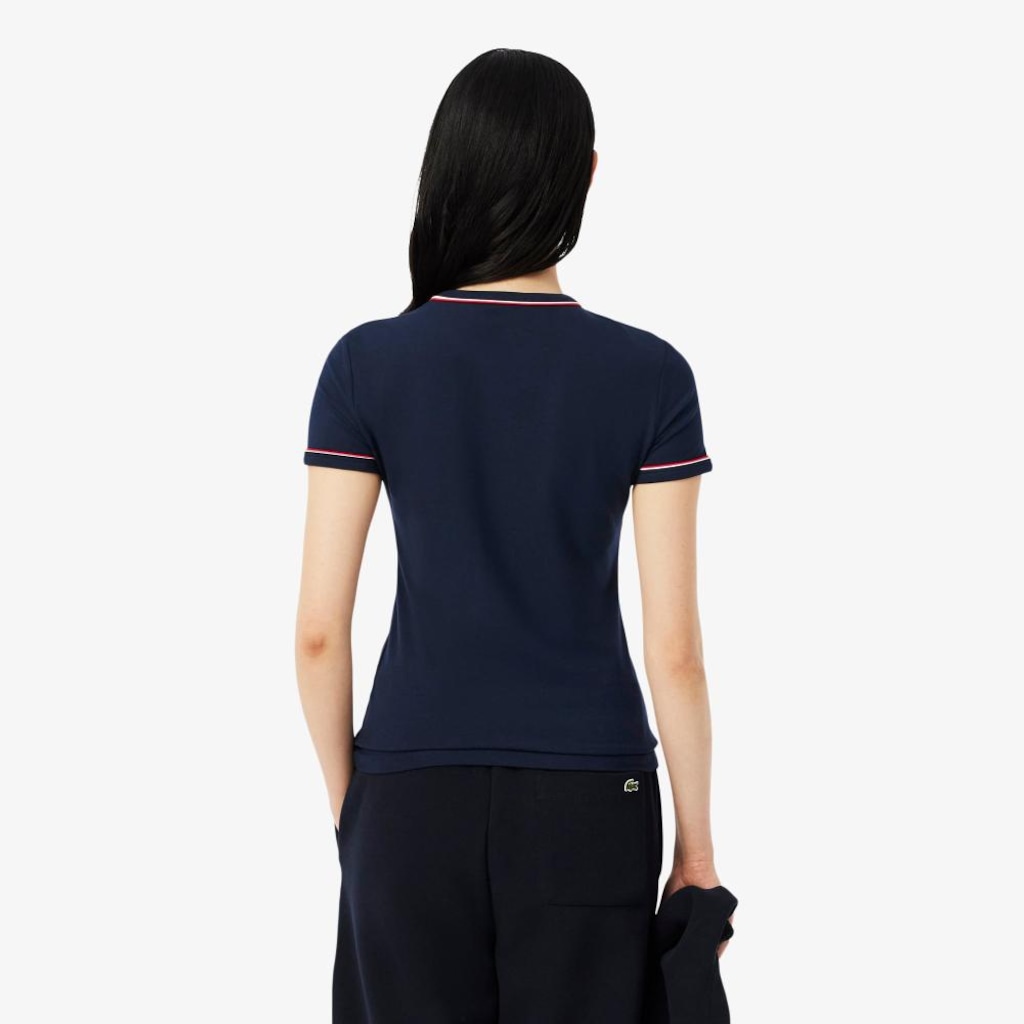 Imagem 3 do produto Camiseta de Malha com Acabamento Contrastante Lacoste Feminina
