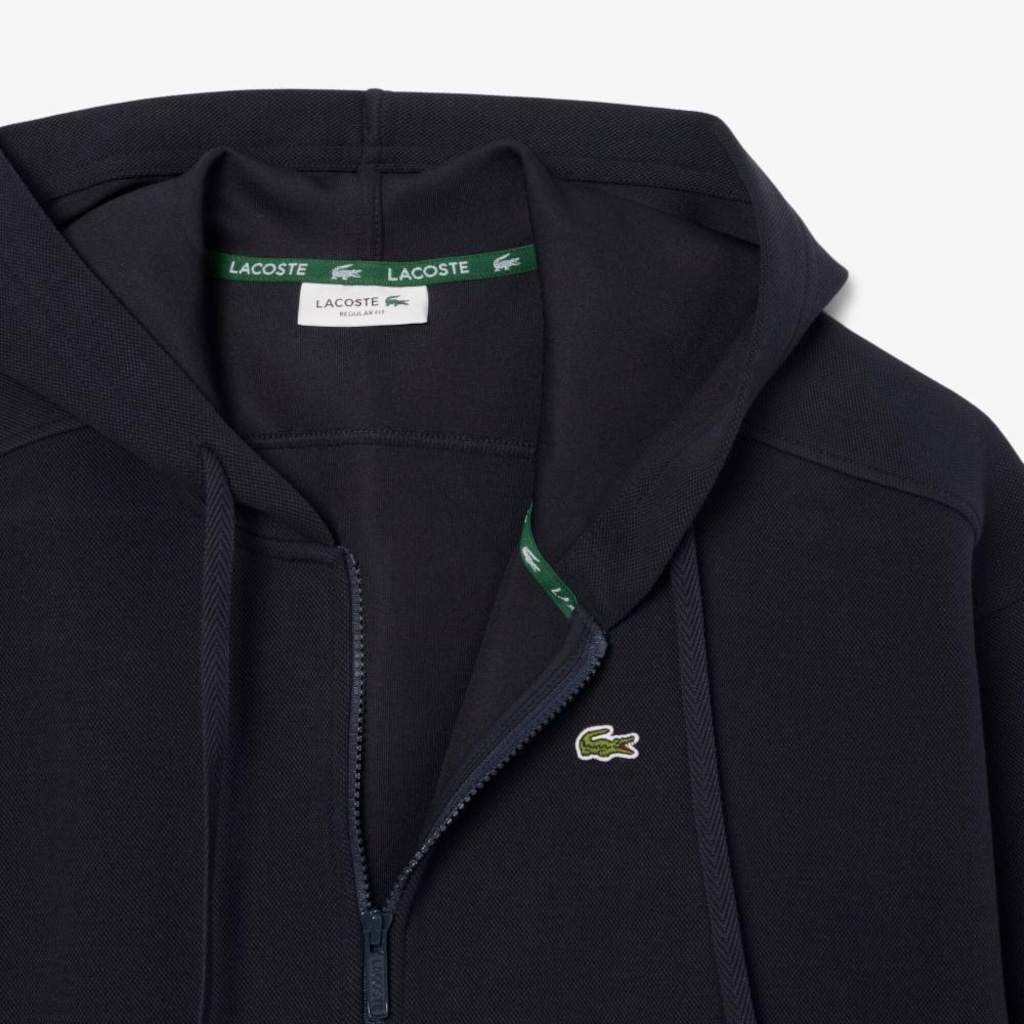 Imagem 5 do produto Blusão Moletom Aberto Lacoste Feminino – Textura Piqué e Capuz