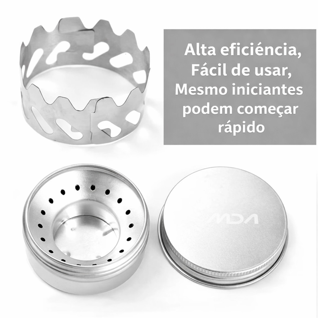 Imagem 3 do produto Mini Fogareiro Gold Sports Para Acampamento Portátil a Álcool Com Tampa e apoiador