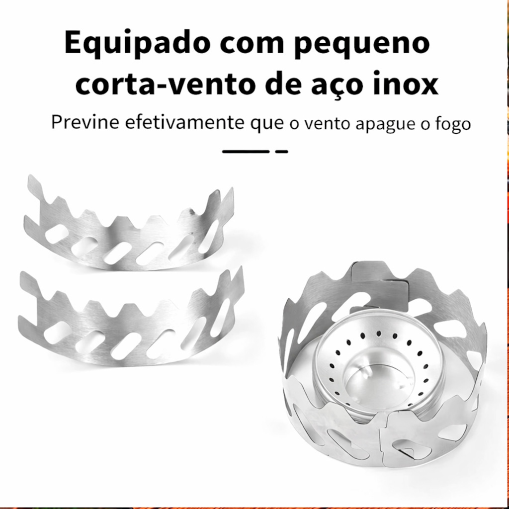 Imagem 4 do produto Mini Fogareiro Gold Sports Para Acampamento Portátil a Álcool Com Tampa e apoiador