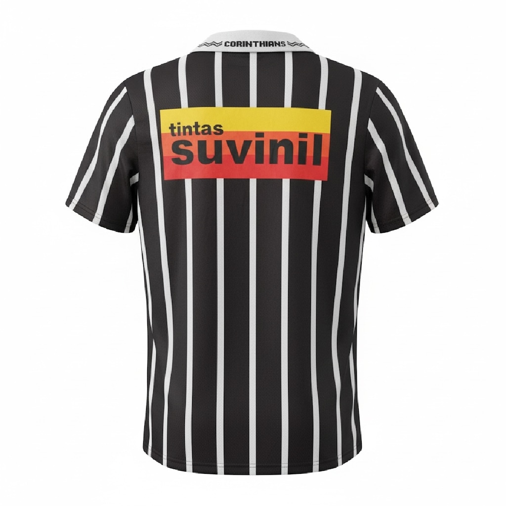 Imagem 3 do produto Camiseta Polo do Corinthians Retrô 1995 Suvinil Listrada Coimbra - Masculino